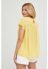 Answear Lab bluzka bawełniana kolor żółty. Okazja: na co dzień. Kolor: żółty. Materiał: bawełna. Długość rękawa: krótki rękaw. Długość: krótkie. Styl: wakacyjny #3
