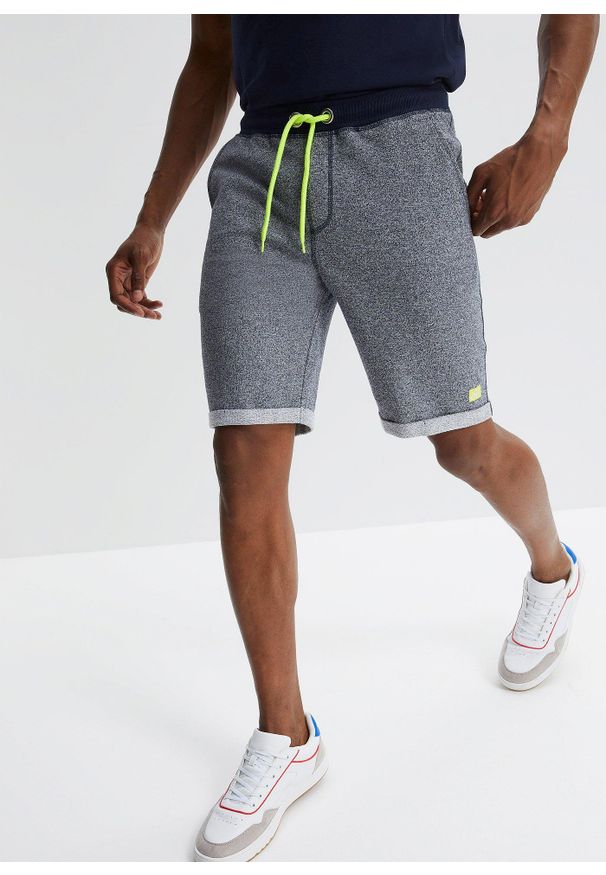bonprix - Bermudy dresowe regular fit. Kolor: niebieski. Materiał: dresówka. Wzór: nadruk