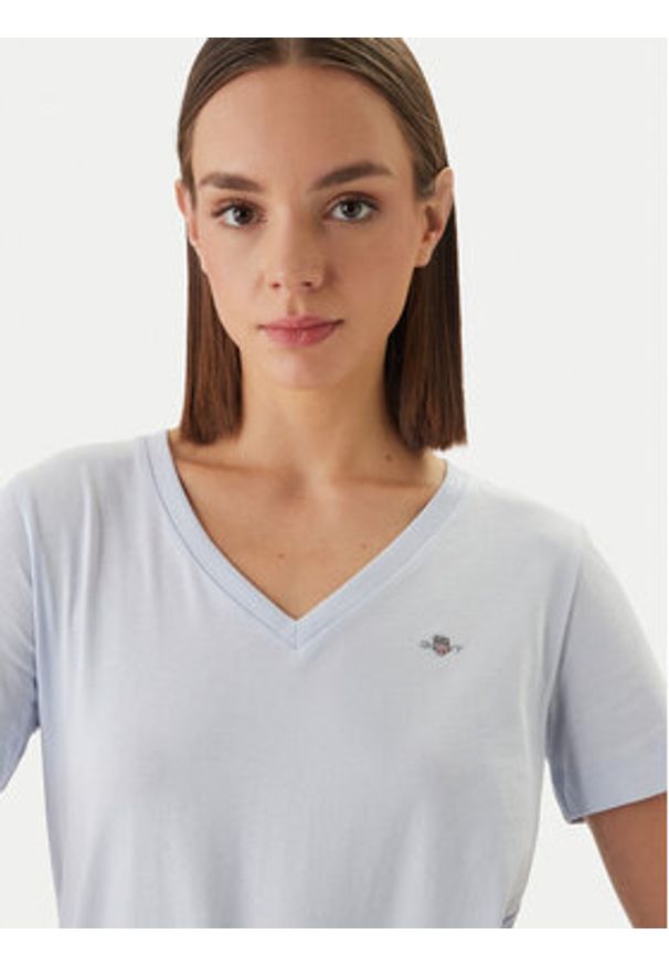 GANT - Gant T-Shirt 4200750 Błękitny Slim Fit. Kolor: niebieski. Materiał: bawełna