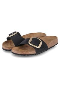 Klapki damskie Birkenstock Madrid Big Buckle. Kolor: czarny. Materiał: skóra