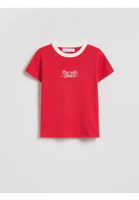 Reserved - T-shirt z modalem - czerwony. Kolor: czerwony. Materiał: bawełna