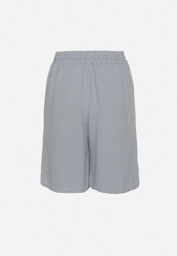 Born2be - Niebieskie Szorty z Bawełną z Wysokim Stanem i Sznurkiem Talonessa. Okazja: na spacer, na co dzień. Stan: podwyższony. Kolor: niebieski. Materiał: bawełna. Styl: casual, sportowy