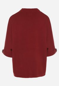 Born2be - Bordowy Sweter Ozdobiony na Rękawach Cyrkoniami Aletusa. Okazja: na co dzień. Kolor: czerwony. Materiał: jeans. Wzór: aplikacja. Styl: elegancki, casual #3