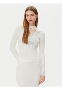 Guess Sweter W5RR15 Z2Y50 Écru Regular Fit. Materiał: wiskoza