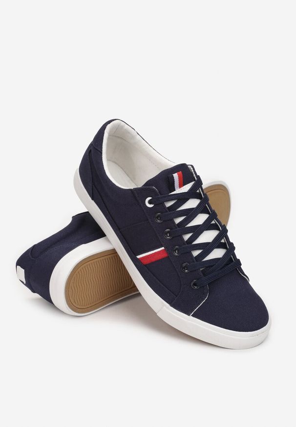 Born2be - Granatowe Trampki Galehe. Wysokość cholewki: przed kostkę. Zapięcie: sznurówki. Kolor: niebieski. Materiał: materiał, jeans. Szerokość cholewki: normalna. Wzór: aplikacja, kolorowy. Obcas: na płaskiej podeszwie
