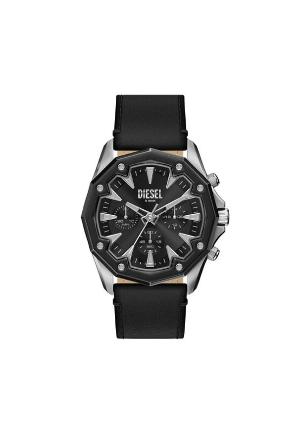 Diesel Zegarek Stinger DZ4710 Czarny. Kolor: czarny. Materiał: skóra