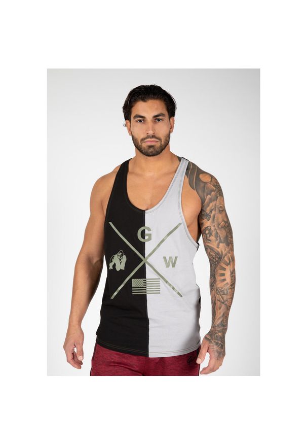 GORILLA WEAR - Tank Top fitness męski Gorlilla Wear Sterling Stringer. Kolor: wielokolorowy, czarny, szary. Sport: fitness