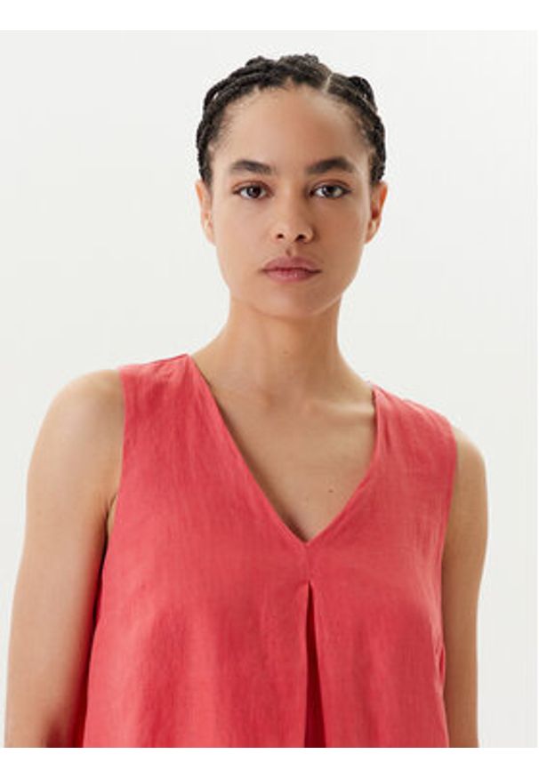 United Colors of Benetton - United Colors Of Benetton Sukienka letnia 4AGHDV0AX Czerwony Relaxed Fit. Kolor: czerwony. Materiał: len. Sezon: lato