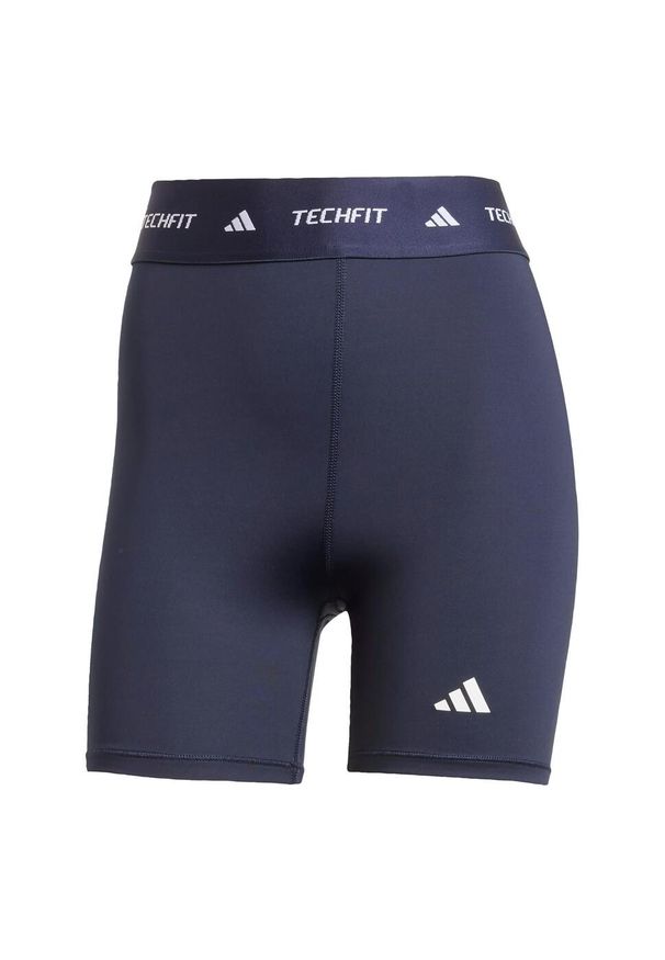 Adidas - Legginsy TECHFIT Short. Kolor: niebieski. Materiał: materiał. Technologia: Techfit (Adidas). Długość: krótkie. Sport: fitness