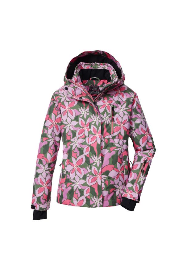 Kurtka narciarska z kapturem dla dziewczynki Killtec KSW 211. Typ kołnierza: kaptur. Kolor: wielokolorowy, biały, zielony. Sport: narciarstwo