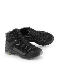 ALPINE PRO - Buty wysokie trekkingowe unisex Alpine Pro Crede Vibram. Kolor: czarny. Materiał: skóra. Szerokość cholewki: normalna. Styl: sportowy. Sport: turystyka piesza #1