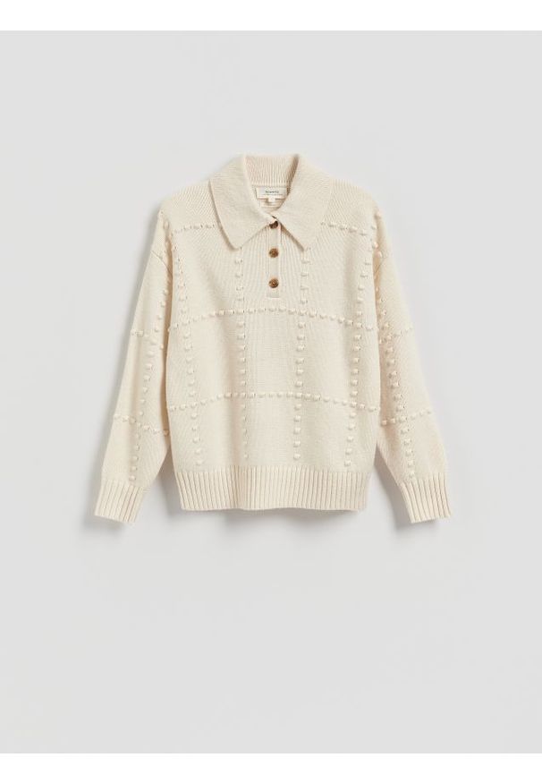 Reserved - Sweter z wełną - złamana biel. Materiał: wełna