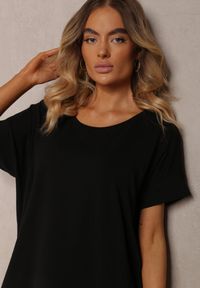 Renee - Czarna T-shirtowa Sukienka Pudełkowa z Elastycznej Bawełny Ellensa. Kolor: czarny. Materiał: bawełna. Styl: wakacyjny. Długość: mini #3