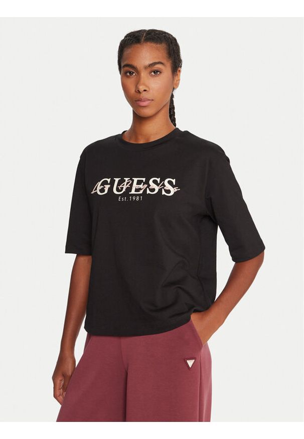Guess T-Shirt V5YI02 I3Z14 Czarny Boxy Fit. Kolor: czarny. Materiał: bawełna