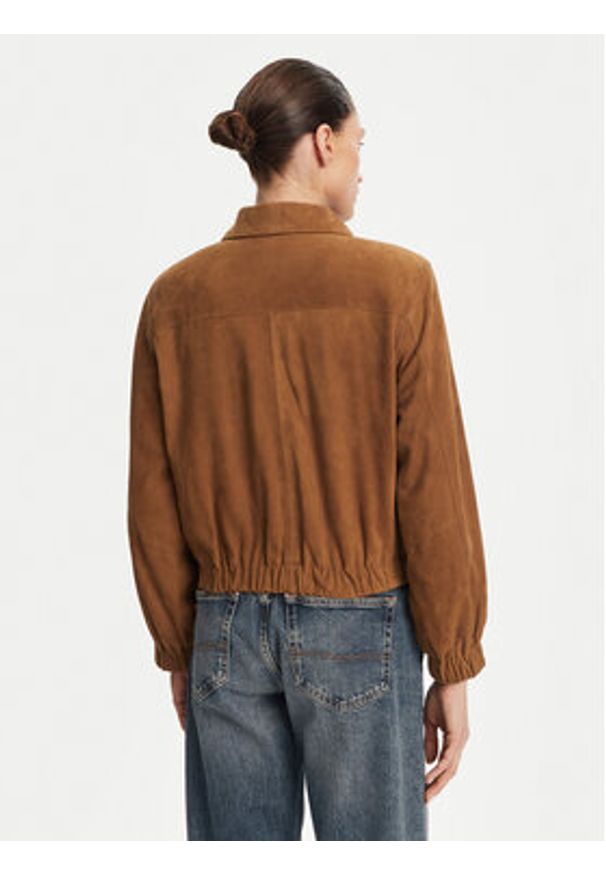 Serge Pariente Kurtka skórzana Clothilde Vs Brązowy Regular Fit. Kolor: brązowy. Materiał: skóra