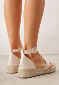 Born2be - Beżowe Sandały VICES na Grubej Plecionej Podeszwie Meztora. Okazja: na co dzień. Zapięcie: sprzączka. Kolor: beżowy. Wzór: ażurowy. Sezon: lato. Styl: casual, klasyczny, elegancki #3