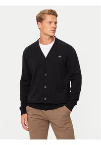 GANT - Gant Kardigan 8030556 Czarny Regular Fit. Kolor: czarny. Materiał: bawełna