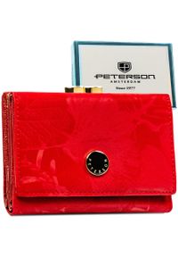 Elegancki, czerwony portfel damski ze skóry naturalnej i ekologicznej Peterson PTN PS15-09-MLF. Kolor: czerwony