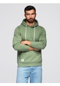 Ombre Clothing - Bluza męska dresowa kangurka z kapturem - zielona V3 - Rozmiar: L. Okazja: na co dzień. Typ kołnierza: kaptur. Kolor: zielony. Materiał: dresówka. Styl: casual