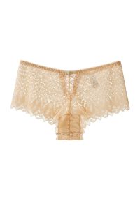 Intica - Szorty koronkowe z falbanką wszechstronne i eleganckie Sidonie. Kolor: beżowy. Materiał: koronka. Wzór: koronka