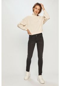 Calvin Klein Jeans - Bluza. Typ kołnierza: golf. Kolor: beżowy. Materiał: bawełna. Długość rękawa: długi rękaw. Długość: długie. Wzór: nadruk #4