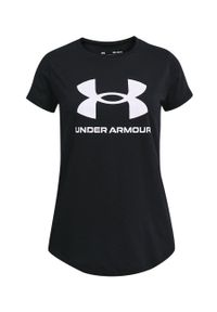 Under Armour t-shirt dziecięcy 1361182 kolor czarny. Okazja: na co dzień. Kolor: czarny. Materiał: dzianina. Wzór: nadruk. Styl: casual