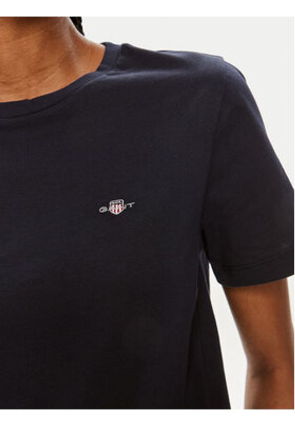 GANT - Gant T-Shirt Shield 4200200 Granatowy Regular Fit. Kolor: niebieski. Materiał: bawełna