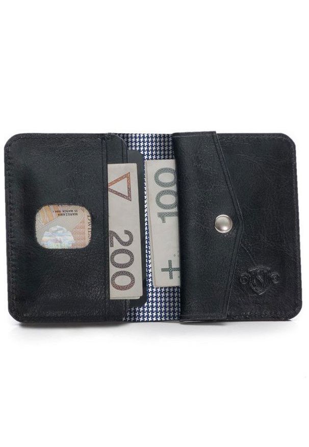 Solier - Skórzany cienki portfel męski z bilonówką SOLIER SW16A SLIM czarny. Kolor: czarny. Materiał: skóra