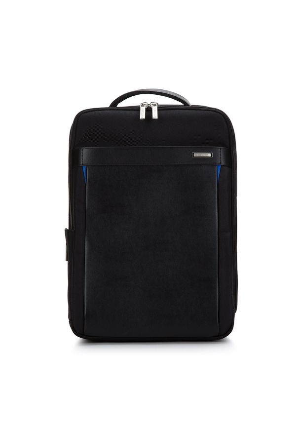 Wittchen - Męski plecak na laptopa 15,6" z portem USB czarny. Kolor: czarny. Materiał: poliester. Styl: klasyczny, casual, elegancki