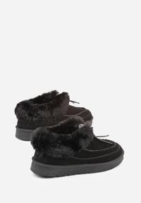 Renee - Czarne Śniegowce na Platformie Ozdobione Haftem i Futerkiem Linedis. Okazja: na co dzień. Kolor: czarny. Materiał: futro. Wzór: haft, aplikacja. Obcas: na platformie. Styl: casual, elegancki #7
