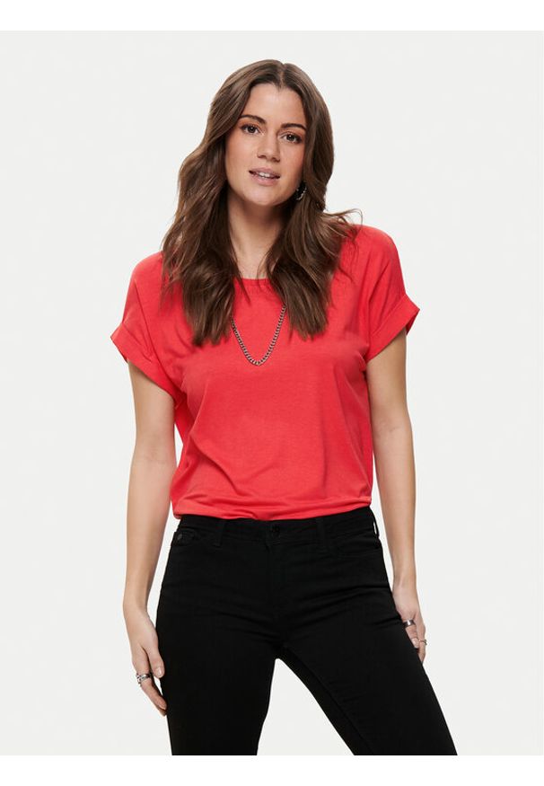 only - ONLY T-Shirt Moster 15106662 Czerwony Regular Fit. Kolor: czerwony. Materiał: wiskoza