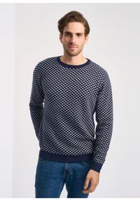 Ochnik - Sweter męski. Kolor: niebieski. Materiał: materiał