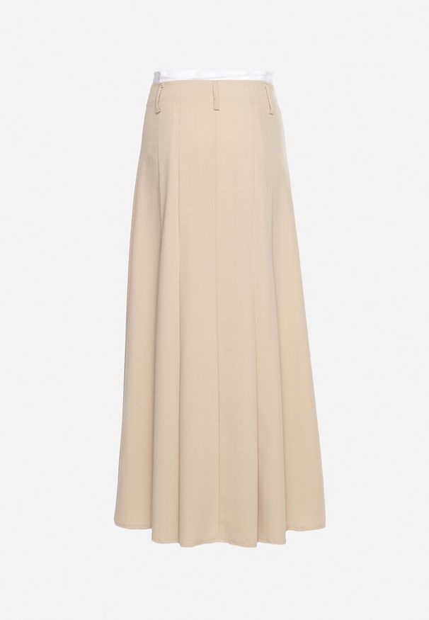 Born2be - Beżowa Spódnica Maxi Rozkloszowana w Garniturowym Stylu Araxna. Okazja: na co dzień. Kolor: beżowy. Styl: casual