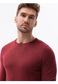 Ombre Clothing - Sweter męski E177 - bordowy - XXL. Kolor: czerwony. Materiał: nylon, wiskoza. Styl: klasyczny #4