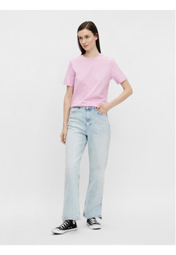 Pieces T-Shirt Ria 17086970 Różowy Regular Fit. Kolor: różowy. Materiał: bawełna