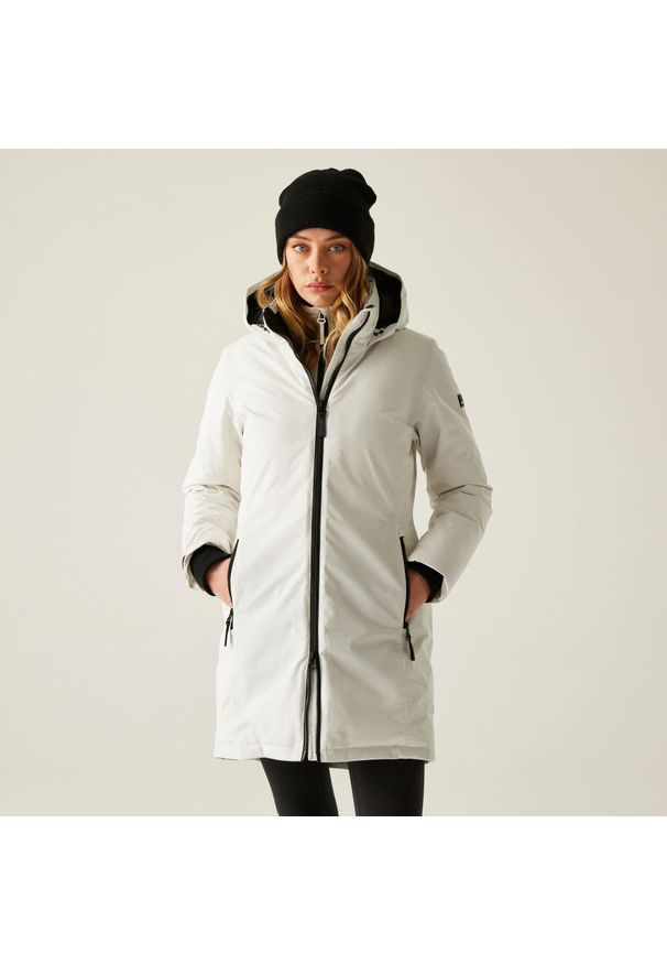 Regatta - Płaszcz damski zimowy ocieplany przeciwdeszczowy Marron. Kolor: biały. Materiał: materiał, puch. Sezon: zima. Sport: turystyka piesza