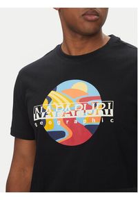 Napapijri T-Shirt S-Valdor NP0A4IE6 Czarny Regular Fit. Kolor: czarny. Materiał: bawełna