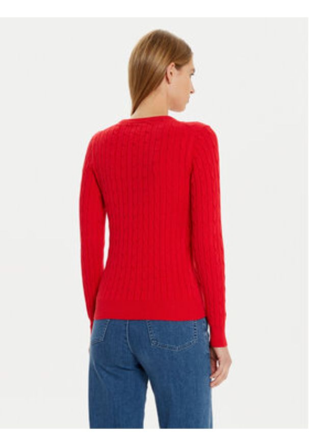 GANT - Gant Sweter 4800100 Czerwony Slim Fit. Kolor: czerwony. Materiał: bawełna