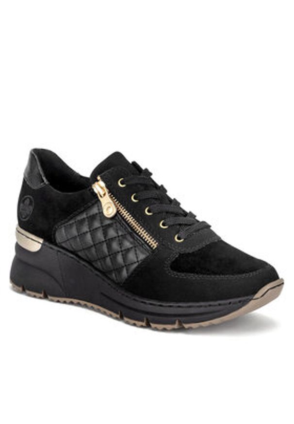 Rieker Sneakersy N6314-00 Czarny. Kolor: czarny. Materiał: skóra