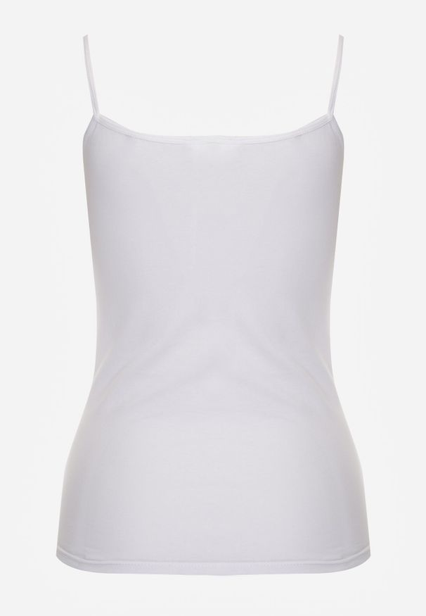 Born2be - Biały Bawełniany Top na Ramiączkach z Ozdobną Koronką przy Dekolcie Berlisa. Kolor: biały. Materiał: bawełna, koronka. Długość rękawa: na ramiączkach. Wzór: koronka