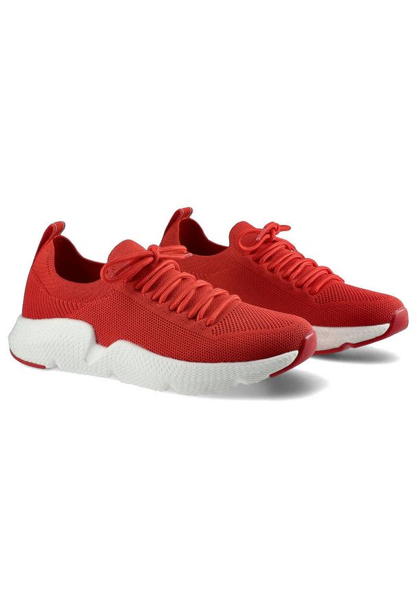 Big-Star - Czerwone Sneakersy Big Star Damskie Sportowe Buty. Okazja: na spacer. Kolor: czerwony. Materiał: materiał. Szerokość cholewki: normalna. Sport: turystyka piesza