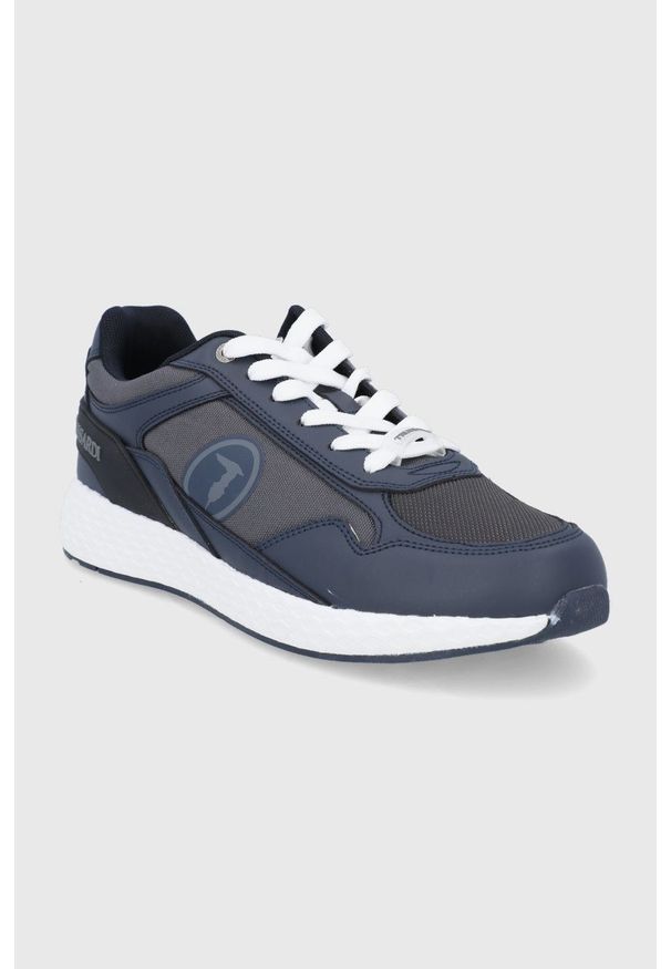 Trussardi Jeans - Trussardi Buty kolor granatowy. Nosek buta: okrągły. Zapięcie: sznurówki. Kolor: niebieski. Materiał: guma