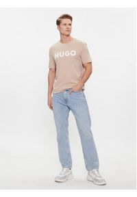 Hugo T-Shirt Dulivio 50467556 Beżowy Regular Fit. Kolor: beżowy. Materiał: bawełna