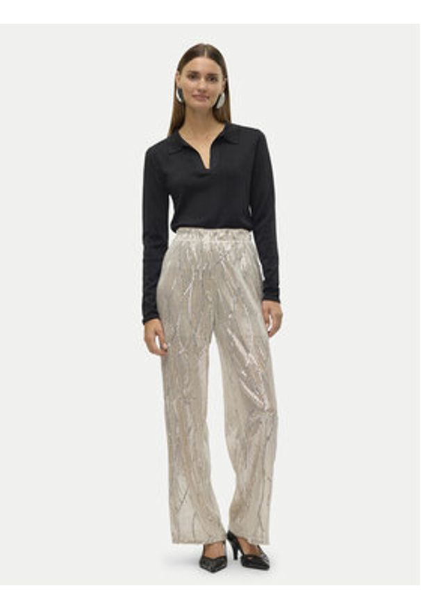 Vero Moda Spodnie materiałowe Ellen 10319016 Beżowy Straight Fit. Kolor: beżowy. Materiał: syntetyk