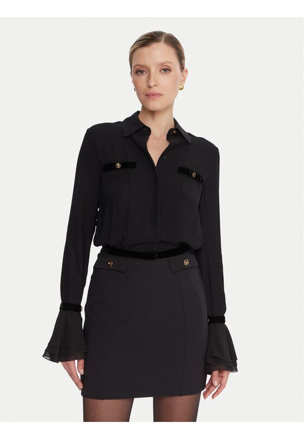 Elisabetta Franchi Koszula CA-131-57E2-V390 Czarny Regular Fit. Kolor: czarny. Materiał: wiskoza