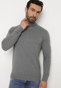 Born2be - Szary Bawełniany Sweter z Golfem Jarelia. Typ kołnierza: golf. Kolor: szary. Materiał: bawełna. Styl: klasyczny, elegancki
