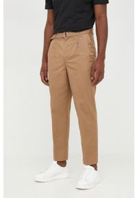 Michael Kors spodnie CU2301B4JJ męskie kolor brązowy proste. Okazja: na co dzień. Kolor: brązowy. Materiał: tkanina. Wzór: gładki. Styl: casual #1