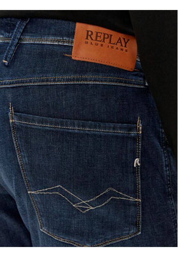 Replay Jeansy M914J.000.785 Granatowy Slim Fit. Kolor: niebieski