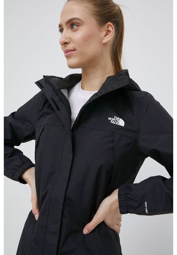 The North Face kurtka outdoorowa Antora kolor czarny przejściowa. Kolor: czarny. Materiał: materiał, włókno. Długość: długie