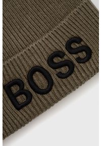 BOSS - Boss Czapka kolor zielony z domieszką wełny. Kolor: zielony. Materiał: wełna